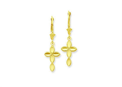 Fashionable Cross Earring with Gold Plating